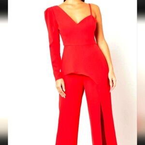 Sexy red jumpsuit by BCBGMAXAZRIA. Like new condition!